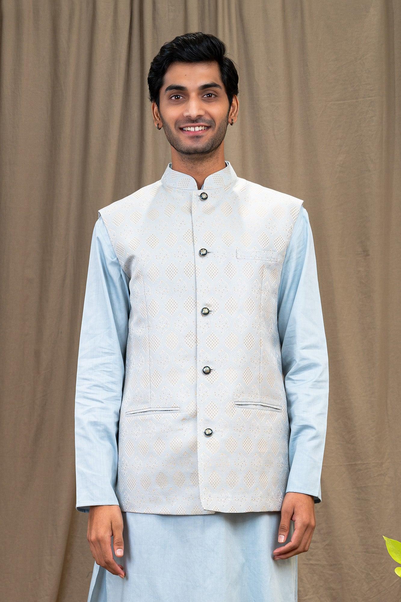Neel Bandi Set (Jacket, Kurta, Pants)